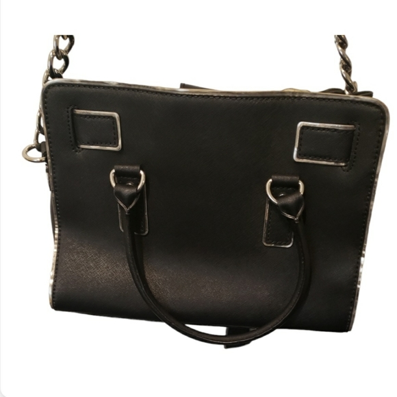 Michael Kors Hamilton Black Large Satchel Handbag With Lock And Key - Picture 3 of 7